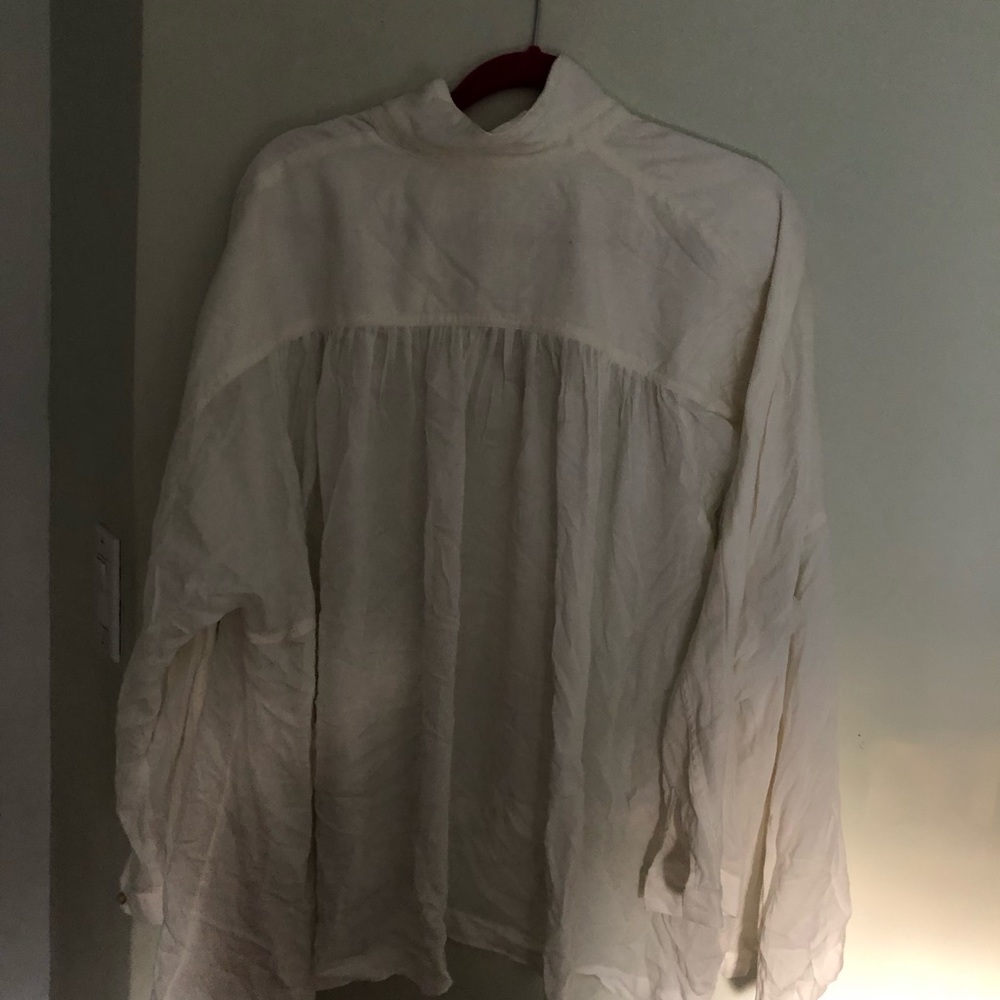 Free People Slouchy White Shirt - Picture 3 of 4
